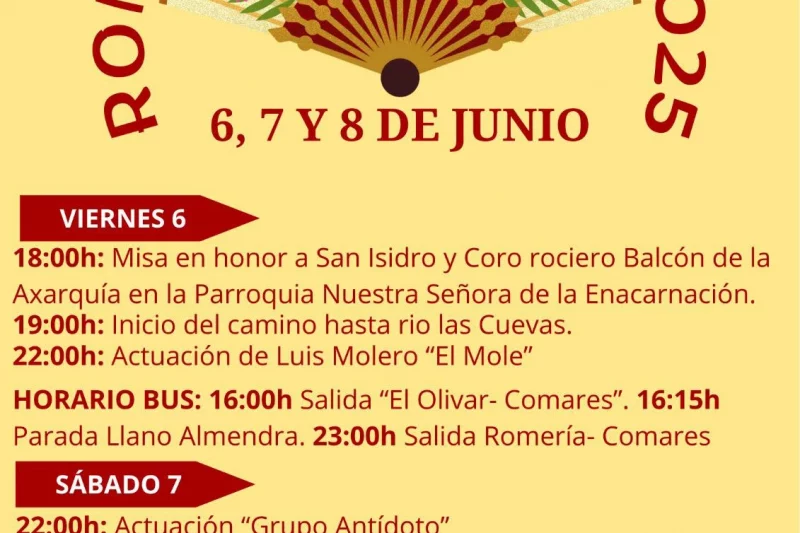 Comares celebra su romería en honor a San Isidro del 6 al 8 de junio