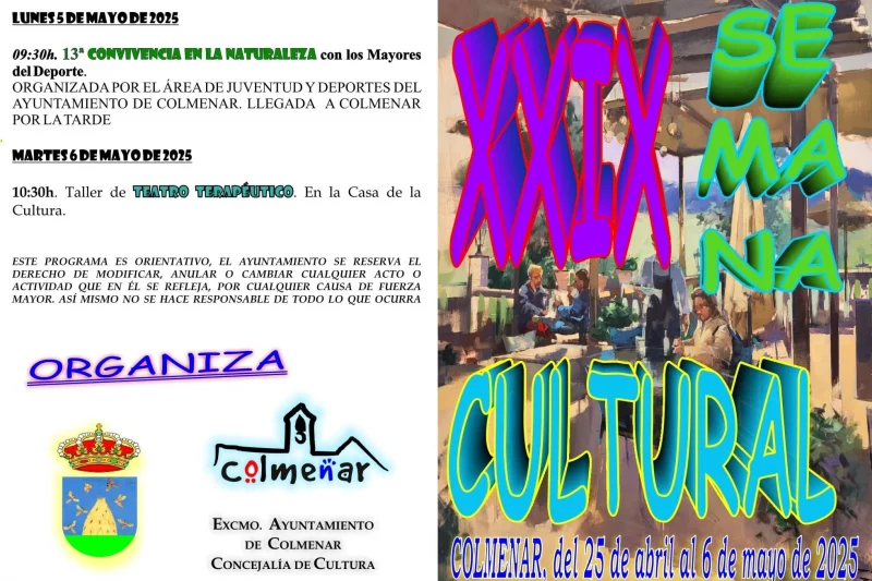 Colmenar celebra su XXIX Semana Cultural con un completo programa para todos los públicos