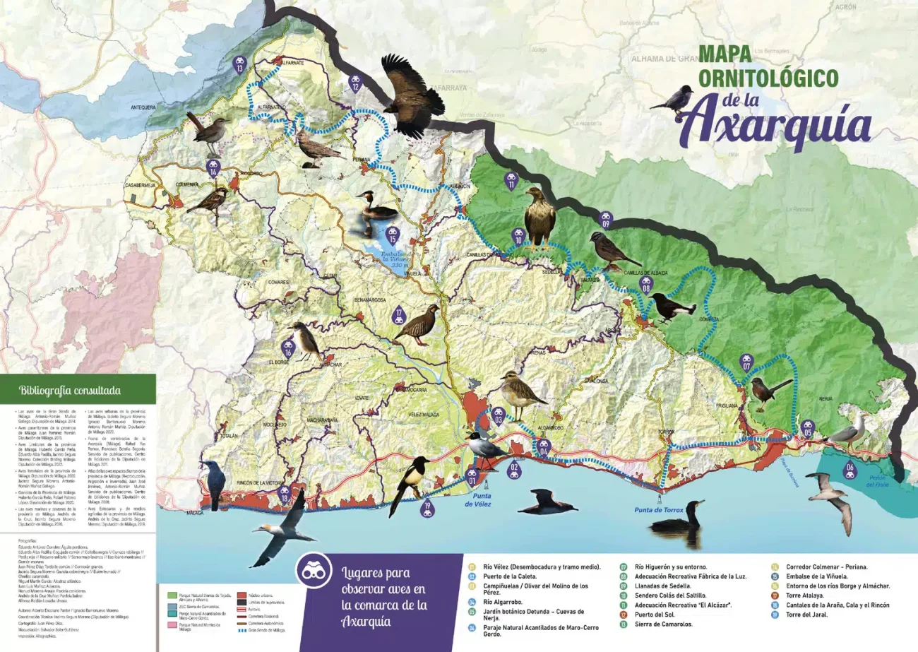 Mapa ornitologico de la Axarquia