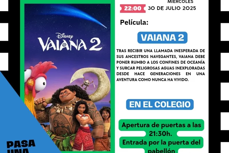 Segunda proyección del cine de verano en Colmenar con Vaiana 2