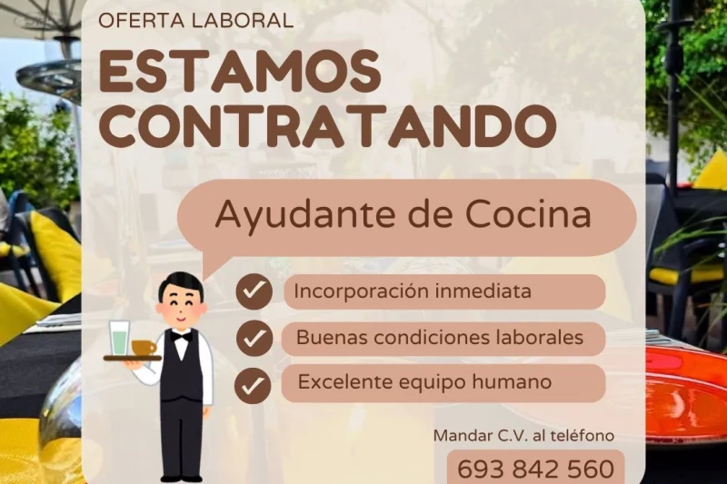 Secret Garden busca ayudante de cocina para incorporación inmediata