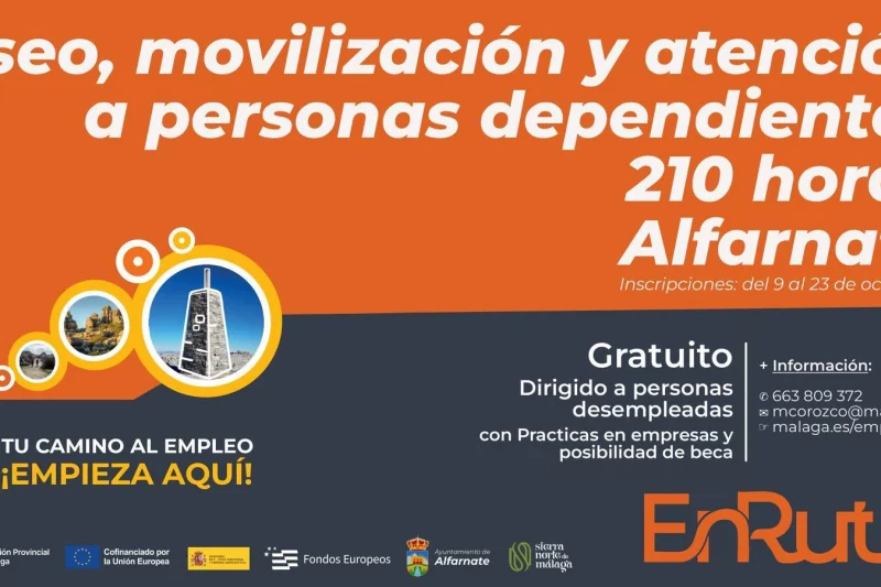 Abierto el plazo de inscripción para el curso de atención a personas dependientes en Alfarnate dentro del proyecto europeo EnRuta