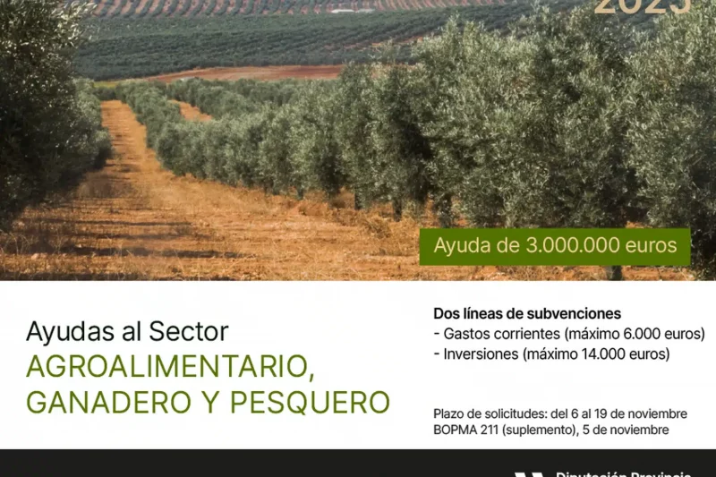 Tres millones en ayudas para el sector agroalimentario, agrícola, ganadero y pesquero en la provincia
