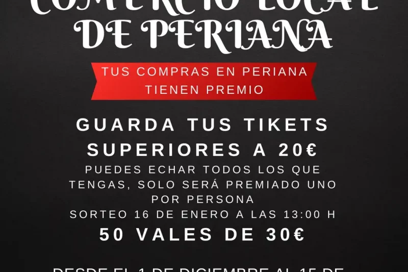 Periana impulsa su comercio local con una nueva edición de la campaña “Comprar en Periana tiene premio”