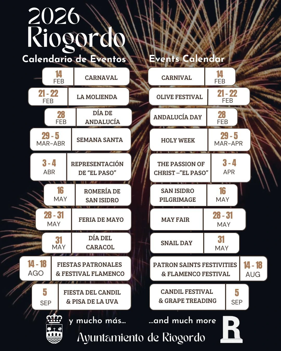 Calendario de fiestas tradicionales de Riogordo
